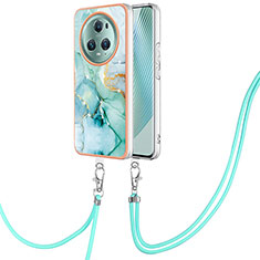 Silicone Candy Rubber Gel Fashionable Pattern Soft Case Cover with Lanyard Strap Y05B for Huawei Honor Magic5 Pro 5G Green