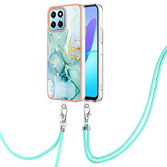 Silicone Candy Rubber Gel Fashionable Pattern Soft Case Cover with Lanyard Strap Y05B for Huawei Honor X6S Green