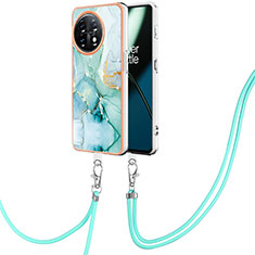 Silicone Candy Rubber Gel Fashionable Pattern Soft Case Cover with Lanyard Strap Y05B for OnePlus 11 5G Green