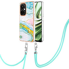 Silicone Candy Rubber Gel Fashionable Pattern Soft Case Cover with Lanyard Strap Y05B for OnePlus Nord CE 3 5G Colorful