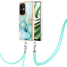 Silicone Candy Rubber Gel Fashionable Pattern Soft Case Cover with Lanyard Strap Y05B for OnePlus Nord CE 3 5G Green