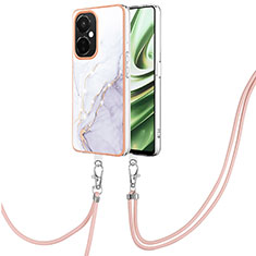 Silicone Candy Rubber Gel Fashionable Pattern Soft Case Cover with Lanyard Strap Y05B for OnePlus Nord N30 5G White