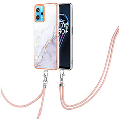 Silicone Candy Rubber Gel Fashionable Pattern Soft Case Cover with Lanyard Strap Y05B for Realme 9 Pro 5G White