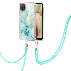 Silicone Candy Rubber Gel Fashionable Pattern Soft Case Cover with Lanyard Strap Y05B for Samsung Galaxy A12 Nacho Green