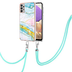 Silicone Candy Rubber Gel Fashionable Pattern Soft Case Cover with Lanyard Strap Y05B for Samsung Galaxy A23 5G Colorful