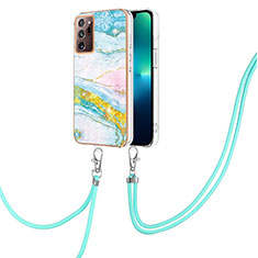 Silicone Candy Rubber Gel Fashionable Pattern Soft Case Cover with Lanyard Strap Y05B for Samsung Galaxy Note 20 Ultra 5G Colorful