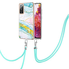 Silicone Candy Rubber Gel Fashionable Pattern Soft Case Cover with Lanyard Strap Y05B for Samsung Galaxy S20 FE (2022) 5G Colorful