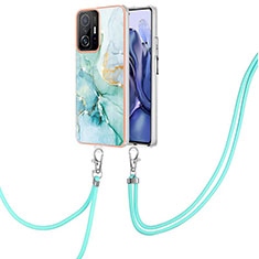 Silicone Candy Rubber Gel Fashionable Pattern Soft Case Cover with Lanyard Strap Y05B for Xiaomi Mi 11T 5G Green