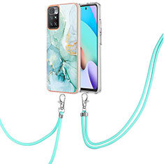 Silicone Candy Rubber Gel Fashionable Pattern Soft Case Cover with Lanyard Strap Y05B for Xiaomi Redmi Note 11 4G (2021) Green
