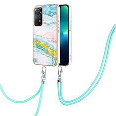 Silicone Candy Rubber Gel Fashionable Pattern Soft Case Cover with Lanyard Strap Y05B for Xiaomi Redmi Note 11 Pro 4G Colorful