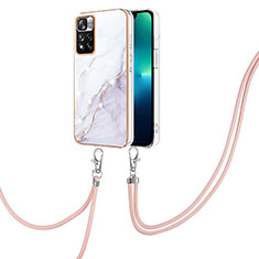Silicone Candy Rubber Gel Fashionable Pattern Soft Case Cover with Lanyard Strap Y05B for Xiaomi Redmi Note 11 Pro+ Plus 5G White