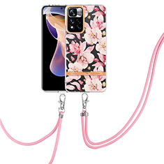 Silicone Candy Rubber Gel Fashionable Pattern Soft Case Cover with Lanyard Strap Y06B for Xiaomi Redmi Note 11 Pro+ Plus 5G Pink