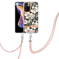 Silicone Candy Rubber Gel Fashionable Pattern Soft Case Cover with Lanyard Strap Y06B for Xiaomi Redmi Note 11 Pro+ Plus 5G White