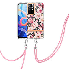 Silicone Candy Rubber Gel Fashionable Pattern Soft Case Cover with Lanyard Strap Y06B for Xiaomi Redmi Note 11S 5G Pink