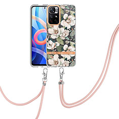 Silicone Candy Rubber Gel Fashionable Pattern Soft Case Cover with Lanyard Strap Y06B for Xiaomi Redmi Note 11S 5G White