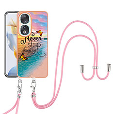 Silicone Candy Rubber Gel Fashionable Pattern Soft Case Cover with Lanyard Strap YB3 for Huawei Honor 90 5G Mixed