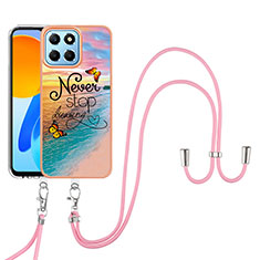 Silicone Candy Rubber Gel Fashionable Pattern Soft Case Cover with Lanyard Strap YB3 for Huawei Honor X6a Mixed