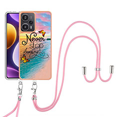 Silicone Candy Rubber Gel Fashionable Pattern Soft Case Cover with Lanyard Strap YB3 for Xiaomi Poco F5 5G Mixed