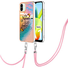 Silicone Candy Rubber Gel Fashionable Pattern Soft Case Cover with Lanyard Strap YB3 for Xiaomi Redmi A1 Mixed