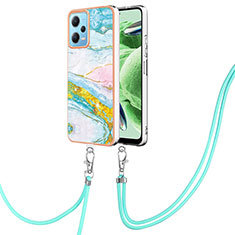 Silicone Candy Rubber Gel Fashionable Pattern Soft Case Cover with Lanyard Strap YB5 for Xiaomi Poco X5 5G Colorful
