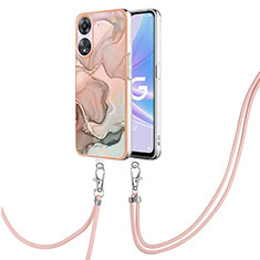 Silicone Candy Rubber Gel Fashionable Pattern Soft Case Cover with Lanyard Strap YB7 for Oppo A58 5G Mixed