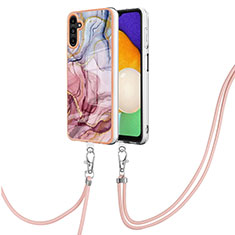 Silicone Candy Rubber Gel Fashionable Pattern Soft Case Cover with Lanyard Strap YB7 for Samsung Galaxy A04s Mixed