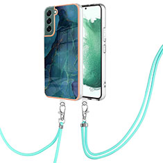 Silicone Candy Rubber Gel Fashionable Pattern Soft Case Cover with Lanyard Strap YB7 for Samsung Galaxy S22 5G Green