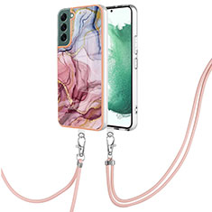 Silicone Candy Rubber Gel Fashionable Pattern Soft Case Cover with Lanyard Strap YB7 for Samsung Galaxy S22 Plus 5G Mixed