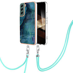 Silicone Candy Rubber Gel Fashionable Pattern Soft Case Cover with Lanyard Strap YB7 for Samsung Galaxy S24 Plus 5G Green