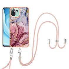 Silicone Candy Rubber Gel Fashionable Pattern Soft Case Cover with Lanyard Strap YB7 for Xiaomi Mi 11 Lite 4G Mixed