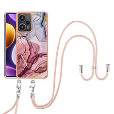 Silicone Candy Rubber Gel Fashionable Pattern Soft Case Cover with Lanyard Strap YB7 for Xiaomi Poco F5 5G Mixed