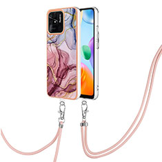 Silicone Candy Rubber Gel Fashionable Pattern Soft Case Cover with Lanyard Strap YB7 for Xiaomi Redmi 10 Power Mixed
