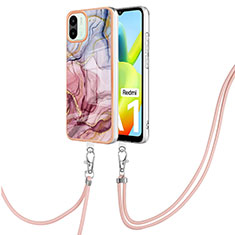 Silicone Candy Rubber Gel Fashionable Pattern Soft Case Cover with Lanyard Strap YB7 for Xiaomi Redmi A1 Mixed