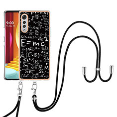 Silicone Candy Rubber Gel Fashionable Pattern Soft Case Cover with Lanyard Strap YB8 for LG Velvet 4G Mixed