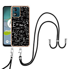 Silicone Candy Rubber Gel Fashionable Pattern Soft Case Cover with Lanyard Strap YB8 for Motorola Moto E13 Mixed