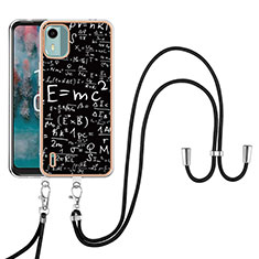 Silicone Candy Rubber Gel Fashionable Pattern Soft Case Cover with Lanyard Strap YB8 for Nokia C12 Mixed