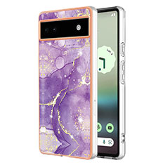 Silicone Candy Rubber Gel Fashionable Pattern Soft Case Cover Y01B for Google Pixel 6a 5G Purple