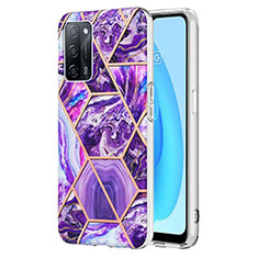 Silicone Candy Rubber Gel Fashionable Pattern Soft Case Cover Y01B for Oppo A53s 5G Purple