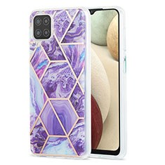 Silicone Candy Rubber Gel Fashionable Pattern Soft Case Cover Y01B for Samsung Galaxy A12 Nacho Purple