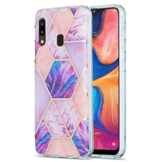 Silicone Candy Rubber Gel Fashionable Pattern Soft Case Cover Y01B for Samsung Galaxy A20 Clove Purple