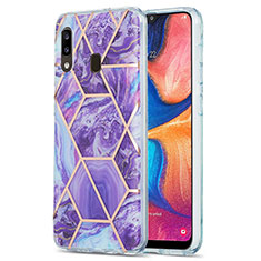 Silicone Candy Rubber Gel Fashionable Pattern Soft Case Cover Y01B for Samsung Galaxy A20 Purple