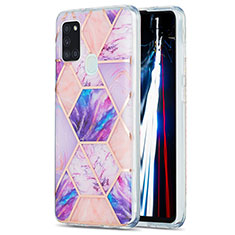 Silicone Candy Rubber Gel Fashionable Pattern Soft Case Cover Y01B for Samsung Galaxy A21s Clove Purple