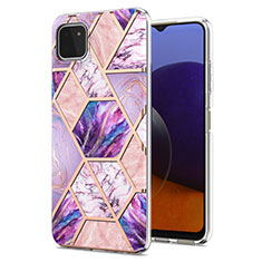 Silicone Candy Rubber Gel Fashionable Pattern Soft Case Cover Y01B for Samsung Galaxy A22 5G Clove Purple
