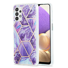 Silicone Candy Rubber Gel Fashionable Pattern Soft Case Cover Y01B for Samsung Galaxy A32 5G Purple