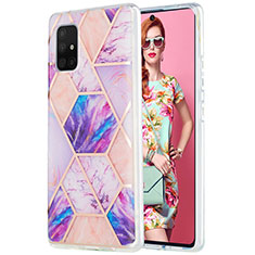 Silicone Candy Rubber Gel Fashionable Pattern Soft Case Cover Y01B for Samsung Galaxy A71 5G Clove Purple