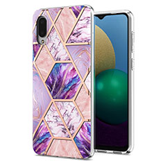 Silicone Candy Rubber Gel Fashionable Pattern Soft Case Cover Y01B for Samsung Galaxy M02 Clove Purple