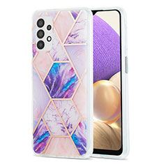 Silicone Candy Rubber Gel Fashionable Pattern Soft Case Cover Y01B for Samsung Galaxy M32 5G Clove Purple