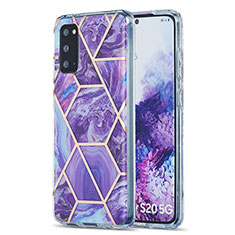 Silicone Candy Rubber Gel Fashionable Pattern Soft Case Cover Y01B for Samsung Galaxy S20 Purple