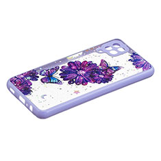 Silicone Candy Rubber Gel Fashionable Pattern Soft Case Cover Y01X for Samsung Galaxy A12 Nacho Purple