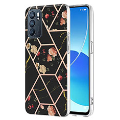 Silicone Candy Rubber Gel Fashionable Pattern Soft Case Cover Y02B for Oppo Reno6 5G Black